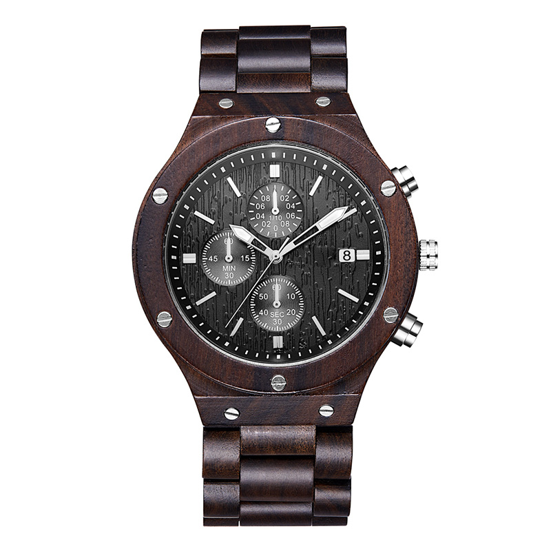 Fóillíocht Unisex Boutique Hight-End DIY Fir Nádúrtha mBan Watch Black Sandal Wood Watch